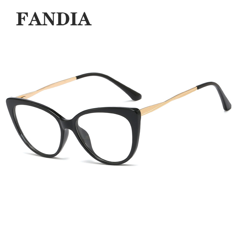 TR92388 metal primavera pierna gato marco anti-azul gafas de luz con gafas de miopía marco TR90 gafas lisas para las mujeres