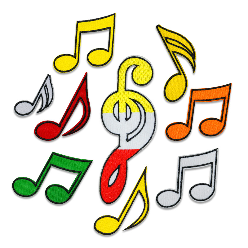 远大电脑绣花标音符刺绣补丁贴服装辅料diy鞋帽箱包配饰刺绣布贴