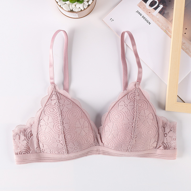 Ropa interior de primavera mujer sexy encaje belleza espalda push up suave piel-friendly chica inalámbrica sujetador de una sola pieza de entrega