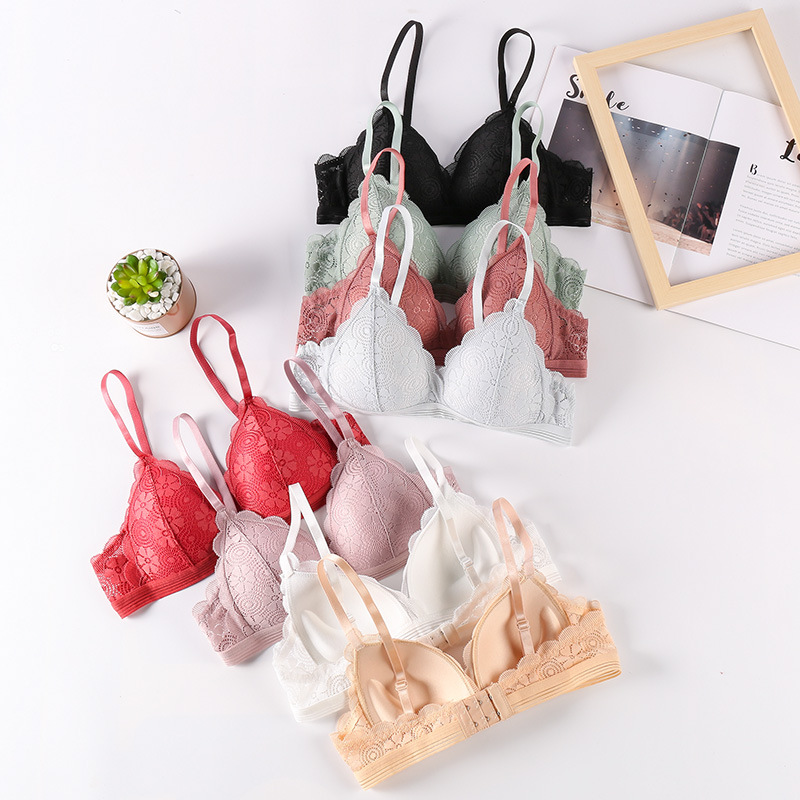Ropa interior de primavera mujer sexy encaje belleza espalda push up suave piel-friendly chica inalámbrica sujetador de una sola pieza de entrega