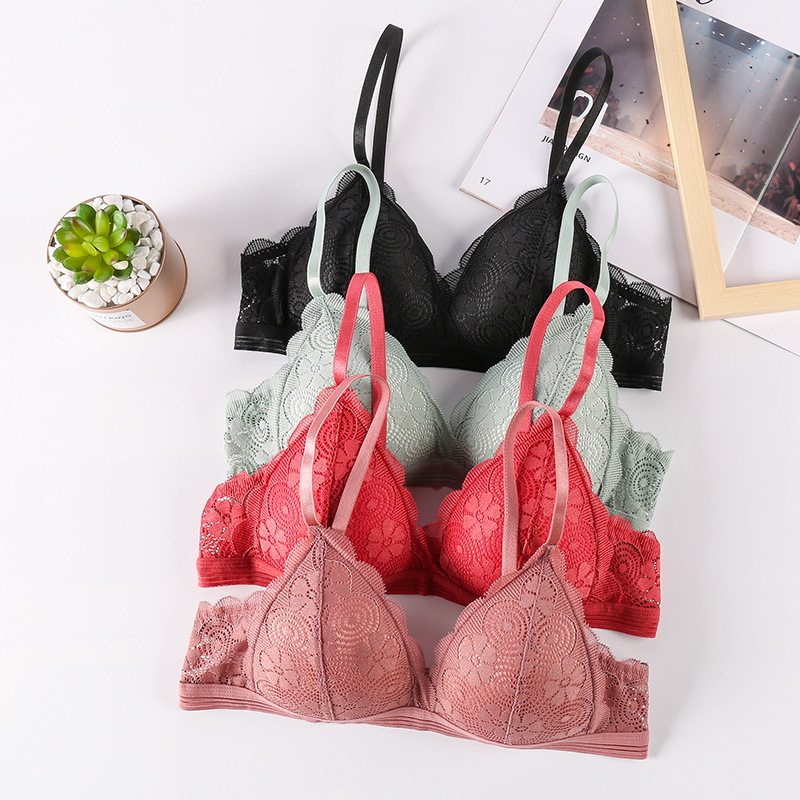 Ropa interior de primavera mujer sexy encaje belleza espalda push up suave piel-friendly chica inalámbrica sujetador de una sola pieza de entrega