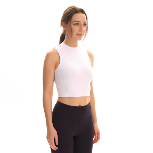 Sports vest for women to wear high collar antibacterial seamless bra underwear bra summer running yoga tops fitness clothes