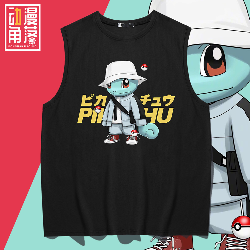 Japanese Anime Pet Elf Jenny Turtle Waistcoat Cotton Loose Vest Men's Summer Cartoon Fashion Brand Sleeveless Base Shirt