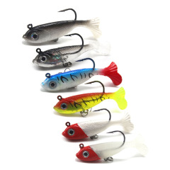 Lure T-tail Lead Fish 6cm 7g Bass Prey Mouth PVC Soft Simulation Soft Fish Fishing Gear