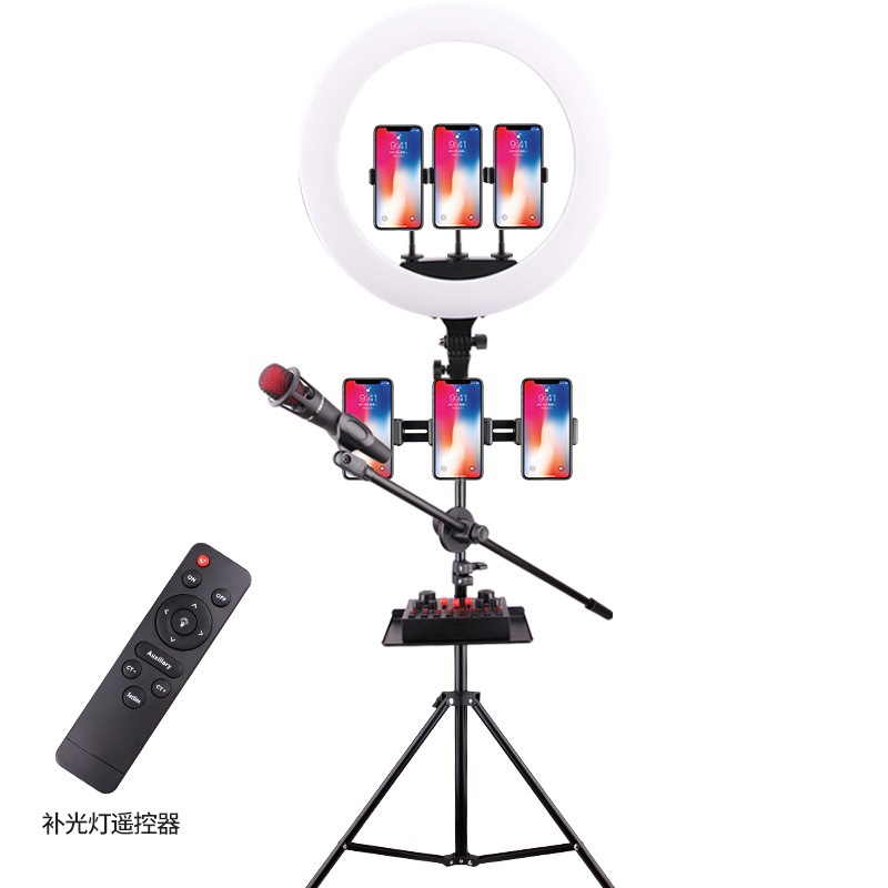 Fotografía de transmisión en vivo 18 pulgadas belleza anillo de luz soporte de selfie teléfono móvil al por mayor trípode portátil lámpara de luz