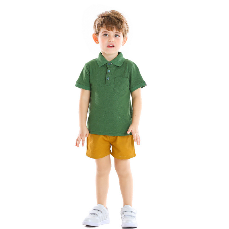 Ropa para niños 2025 ropa de verano para niños comercio exterior polos de verano camiseta de manga corta pantalones cortos traje clothing