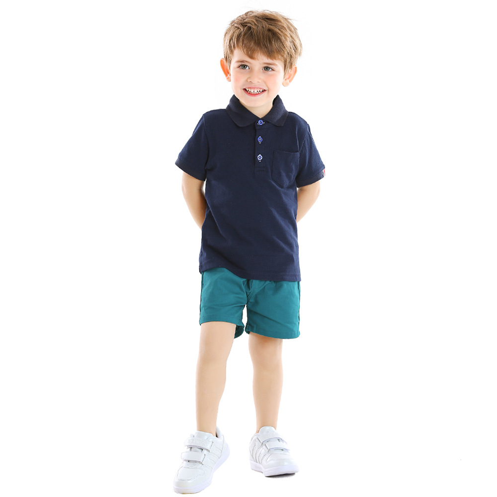 Ropa para niños 2025 ropa de verano para niños comercio exterior polos de verano camiseta de manga corta pantalones cortos traje clothing