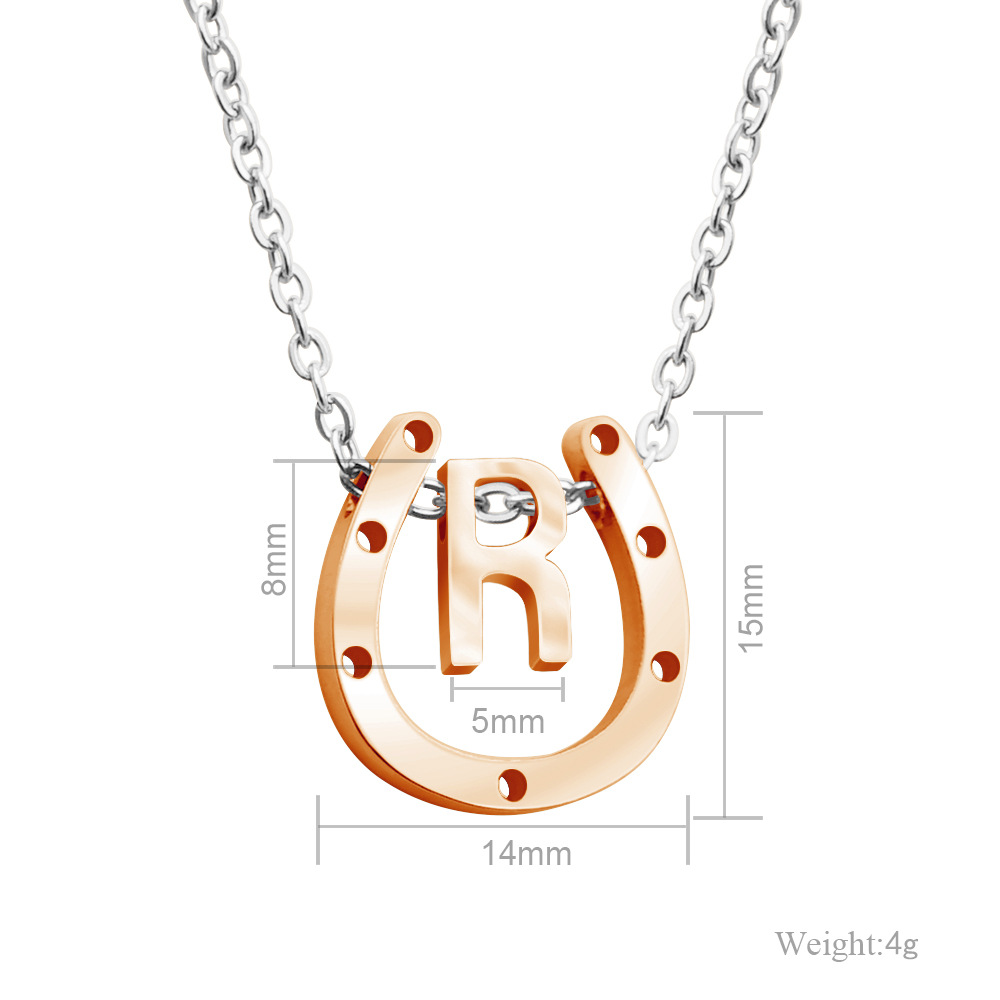 Amazon's New Horseshoe Necklace Creative Gift Electroplated Rose Gold Horseshoe Letter Necklace