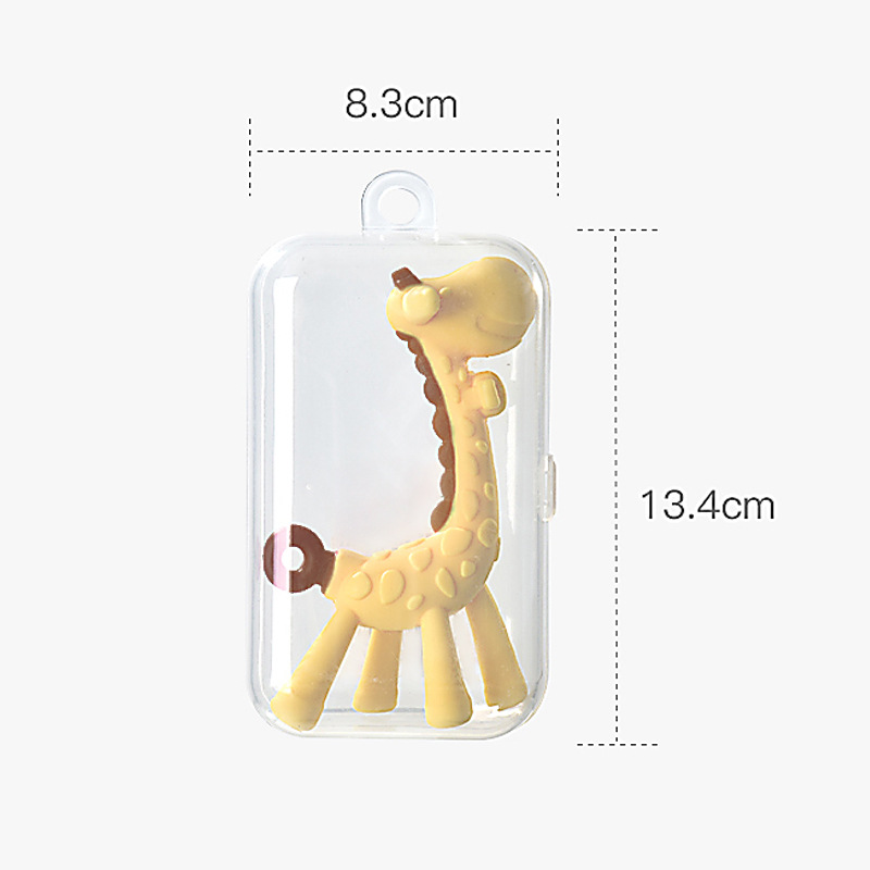 Venta directa de fábrica ciervo jirafa mordedor bebé anti-comer mano tridimensional juguete de silicona completo en caja mordedor palo