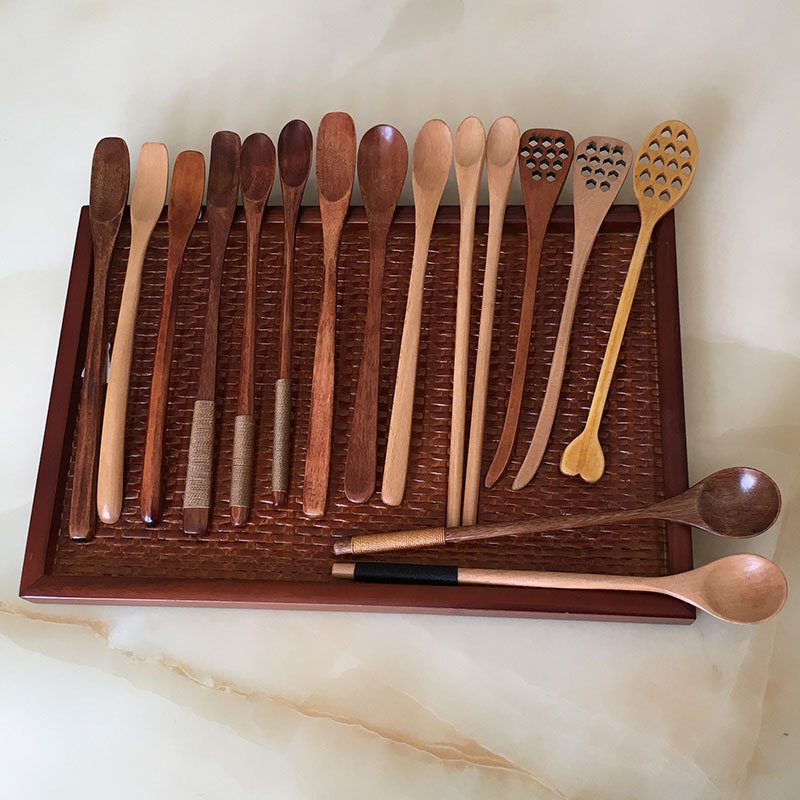 Suministro directo de fábrica Cuchara mezcladora de madera ecológica Cuchara mezcladora de café con miel Changbing de estilo occidental al por mayor