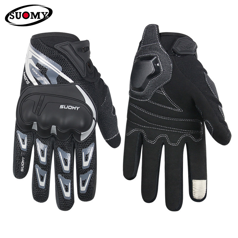 Guantes de motocicleta de verano de malla delgada transpirable cuatro estaciones de motocicleta jinete anticorrupción de carreras de cross-country hombre dedos completos