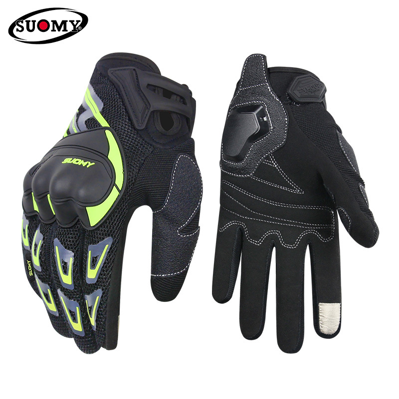 Guantes de motocicleta de verano de malla delgada transpirable cuatro estaciones de motocicleta jinete anticorrupción de carreras de cross-country hombre dedos completos