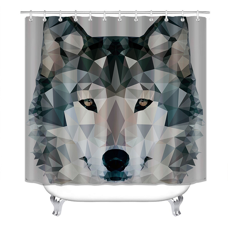 Juego de cuatro piezas de cortinas de ducha con diseño de animales, impresión digital, venta al por mayor, suministro directo de comercio exterior, impermeable.
