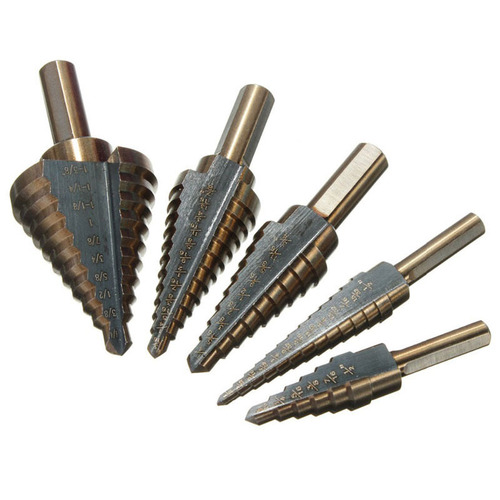 Cross-border five-piece set of black and yellow pagoda drill multi-functional inch expansion step drill bit hand electric drill punching tool set