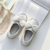 Comfortable footwear for pregnant, non-slip cotton slippers with bow platform, Korean style