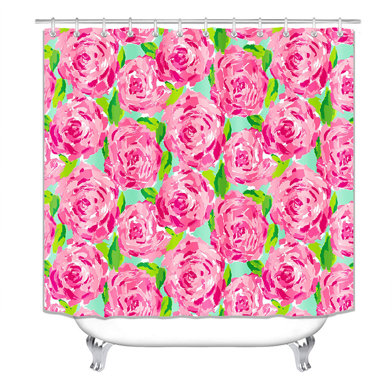Amazon Venta caliente Impresión digital poliéster [Serie de flores traje 3] inicio baño cortina ducha fábrica suministro directo