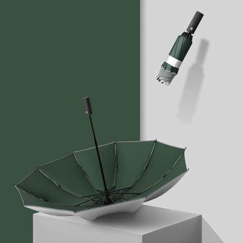 Creative fully automatic three-fold reverse umbrella with reflective strips, LED umbrella with logo printing, advertising umbrella printing, dropshipping
