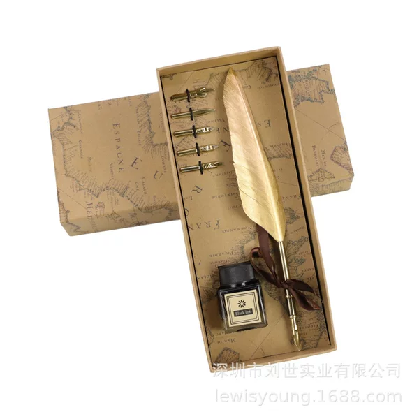 European-style retro feather pen suit Harry Potter dip pen gift box practical birthday gift for male and female students