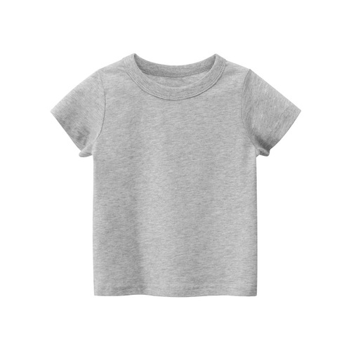 27kids children's clothing summer 2024 children's short-sleeved T-shirt advertising shirt Korean version solid color no pattern children's clothing