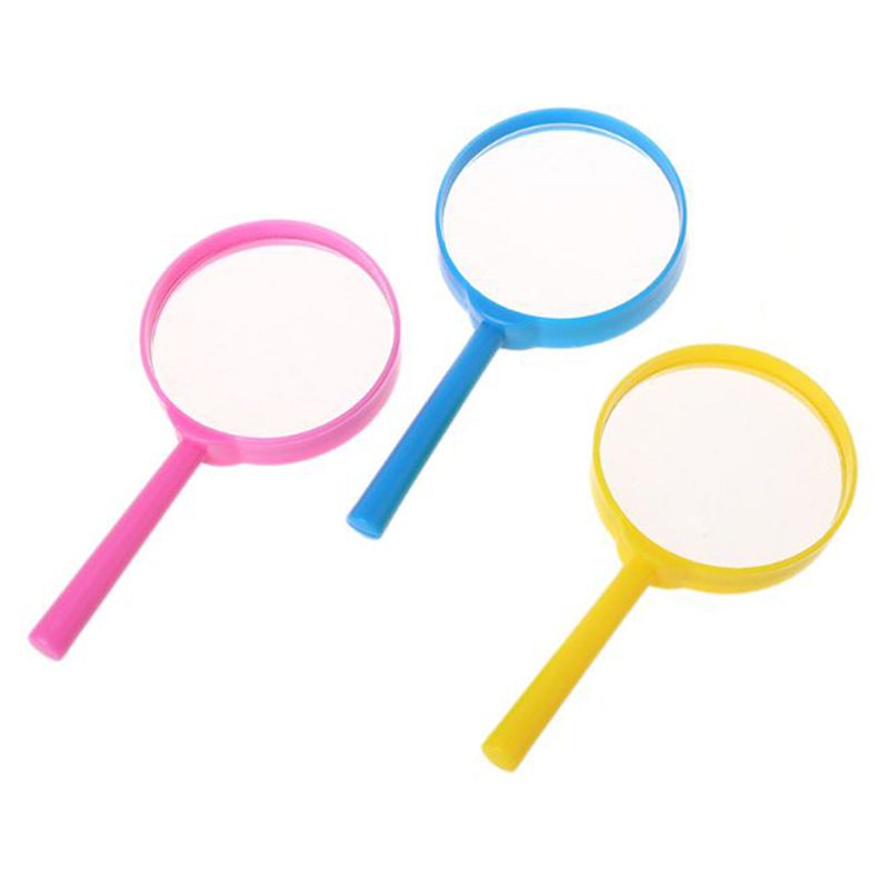 60mm外贸出口彩色塑料款手持式直柄树脂放大镜儿童小朋友益智玩具