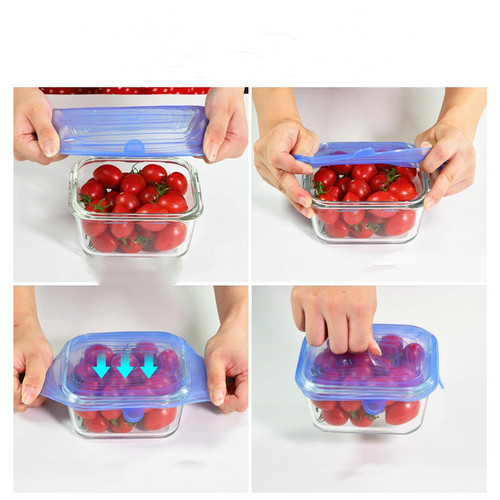 Cross-border multifunctional silicone fresh-keeping lid 6-piece set food-grade silicone stretch seal six-piece silicone bowl lid
