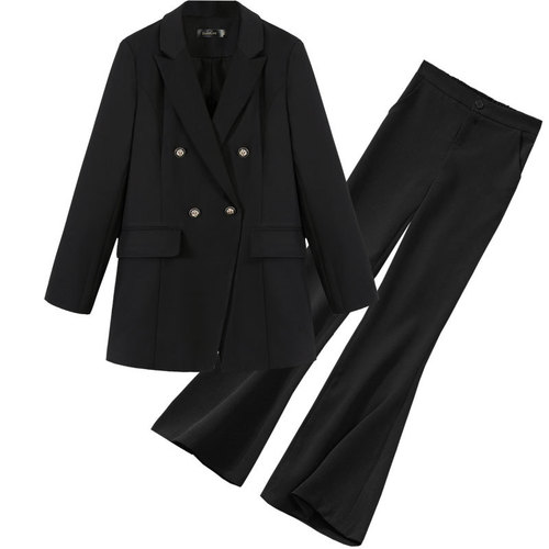XZ002 bell-bottomed pants suit-suit jacket plus size fat mm age-reducing two-piece professional wear bell-bottomed pants suit