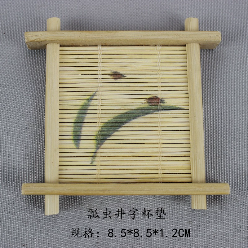 Bamboo coaster tea mat (bamboo), Japanese well‑style printed designs, multiple sizes