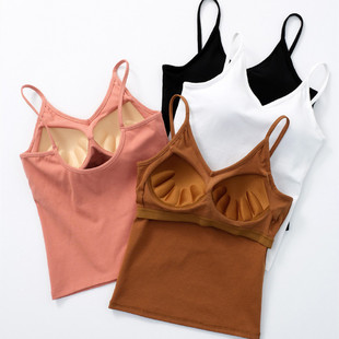 Top with cups, base bra top, supporting tube top, beautiful back, V-neckline, Korean style