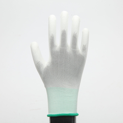 White PU coated palm gloves individually packaged nylon wear-resistant labor protection gloves wholesale anti-static coated palm gloves
