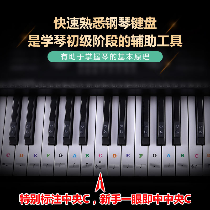 Piano eléctrico órgano electrónico teclado pegatina etiqueta transparente puntuación simple 88 clave 61 clave 54 clave autodidacta calificación autodidacta puntuación de cinco líneas