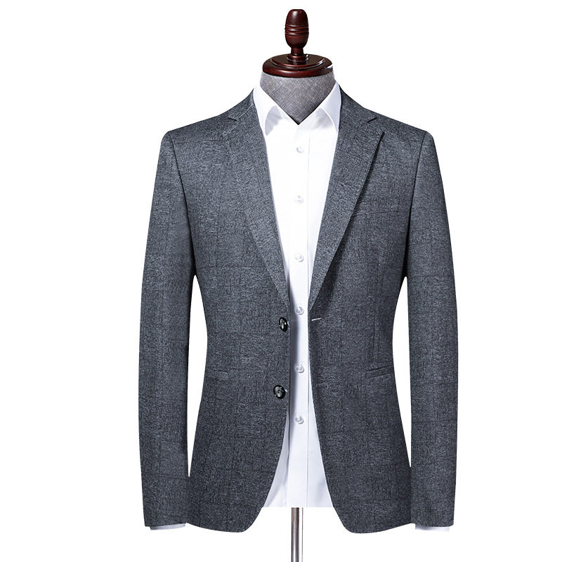 Áo vest nam dệt kim co giãn dáng ôm, tay dài, cổ vest một hàng hai nút — Màu xanh, Màu xám