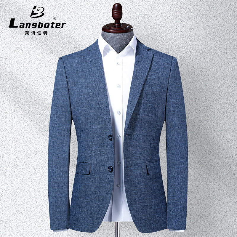 Áo vest nam dáng ôm cổ vest một hàng hai nút phong cách Hàn Quốc — Màu xanh lam