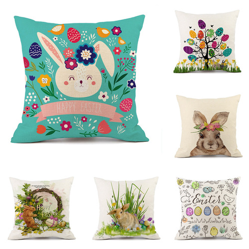 Amazon's new Easter bunny egg cotton and linen pillowcase sofa cushion Easter car cushion cover