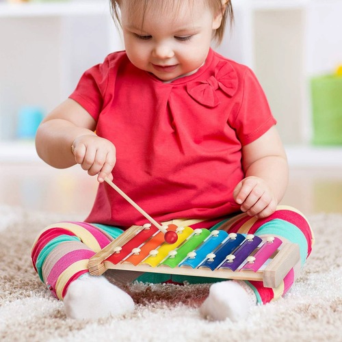 Baby hand-knocking wooden music toy for 8-month-old baby to play the eight-note xylophone for 1-2-3 years old