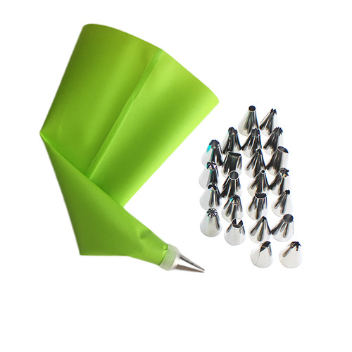 Cake decorating set 26pc small size tips, 12-inch Eva pastry bags, multiple color options, baking tools