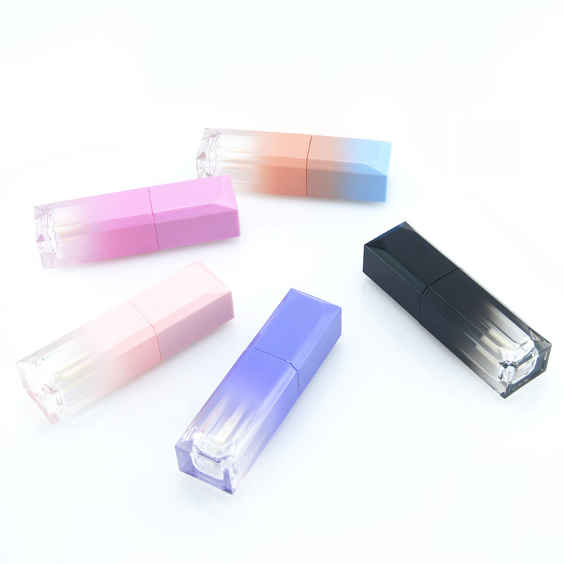 En stock al por mayor gradiente multicolor 5ML tubo de brillo labial tubo de esmalte de labios tubo de lápiz labial tubo vacío logotipo impreso