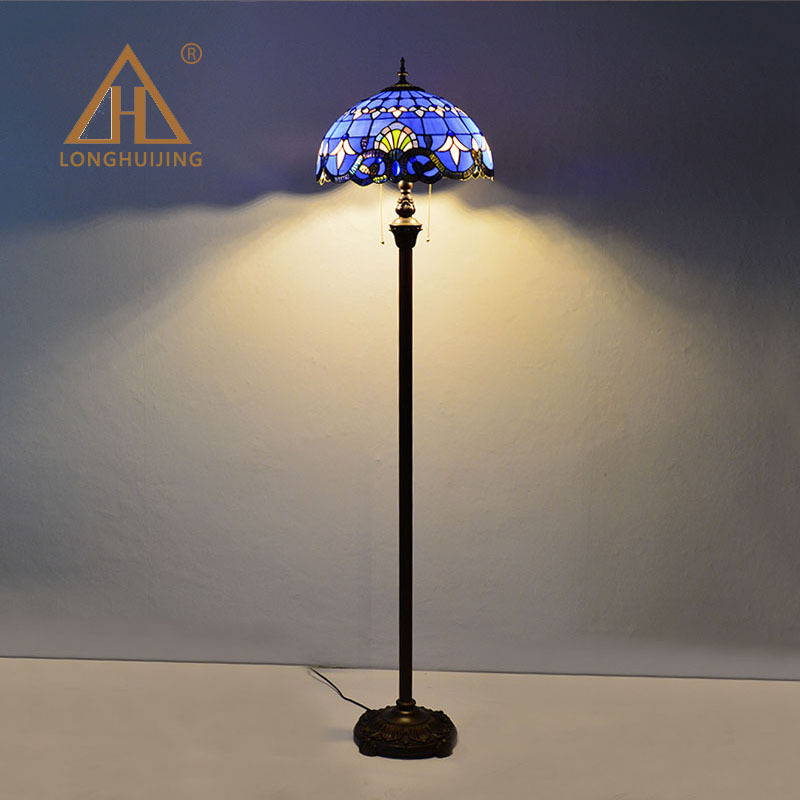 European Retro Tiffany Living Room Hotel Lobby Decorative Floor Lamp Modern Pastoral Restaurant Floor Lamp Cross-border Supply