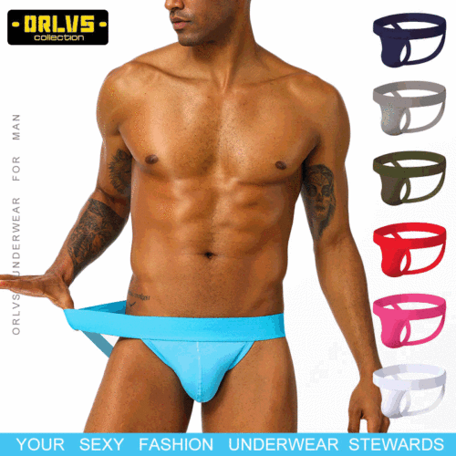 Adannu Solid Color T-Strap Panties with Elastic Low Waist, Amazon Cotton Shaping Double T-Strap Men's Plus Size Packaged