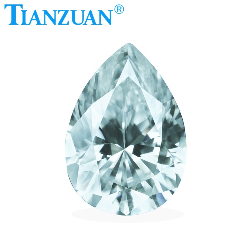 Blue gemstone for ring drop-shaped with zircon