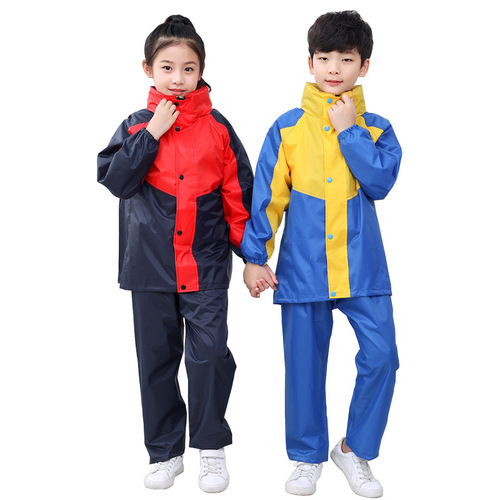 Children's raincoat and rain pants set for boys and girls, kindergarten, elementary school students, babies, middle and large children, thickened split poncho