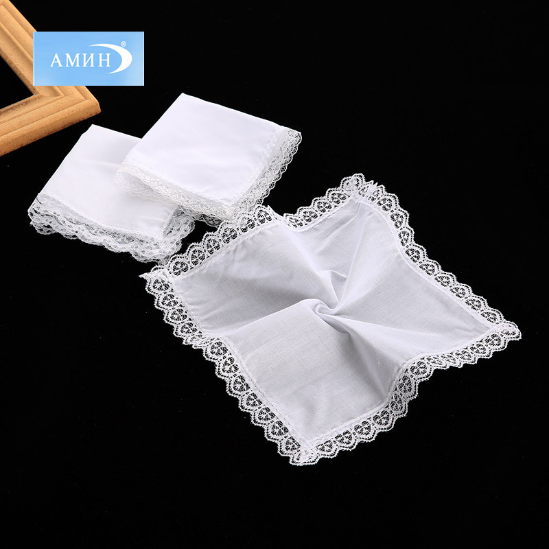 Cross-Border special for 25cm cotton lace white handkerchief plain tie-dyed handkerchief DIY small square in stock