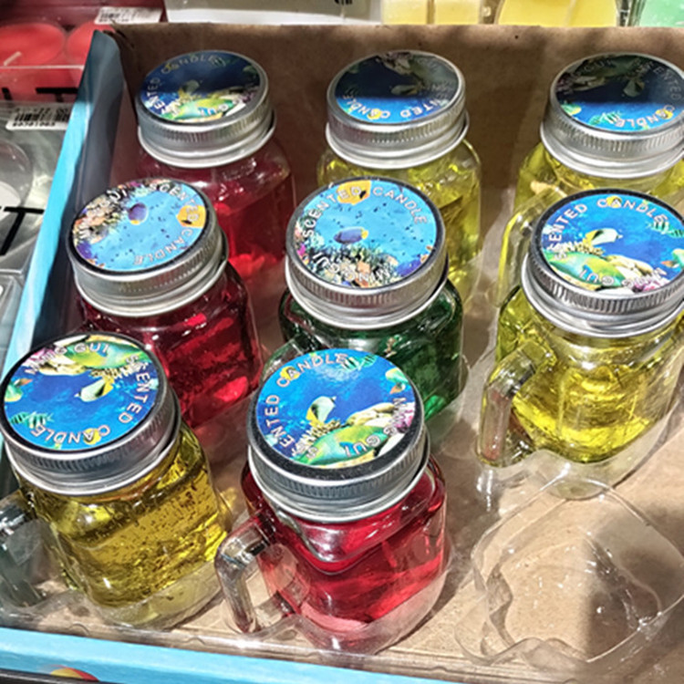 450ml把水杯储物罐浮雕出口玻璃瓶厨房密封罐饮料果汁杯