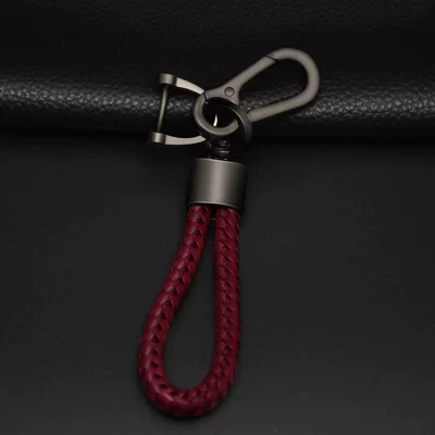 Factory wholesale car key: Car key bag - gun-color-braided-rope-keychain-jujube-red