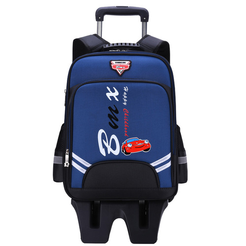 Pull-along backpack for primary school students, boys, six wheels, suitable for climbing stairs, children's tutoring class, LOGO printed double shoulder bag, training class, text printed for girls