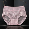 Yumei 219 sexy lace rose lace ladies high -waist pants hollowed out see -through female obese version of briefs