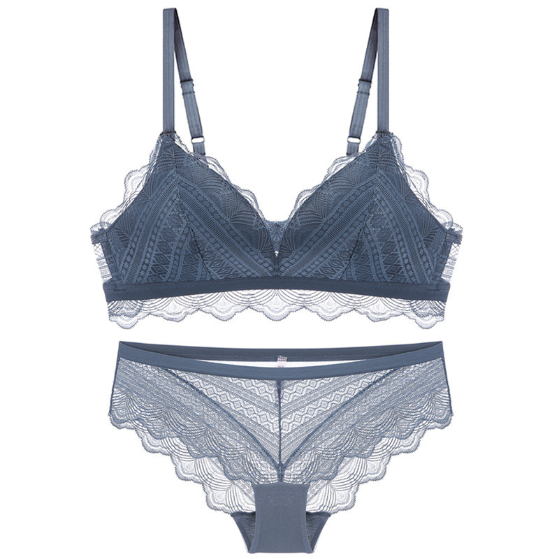 Clearance Sale French No Steel Ring Bra Thin Cotton Triangle Cup Girls' Underwear Comfortable Breathable Lace Underwear suit