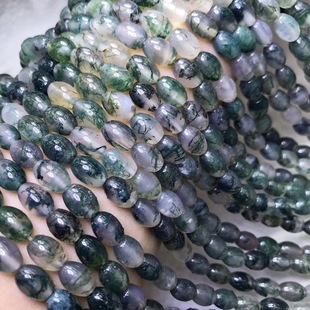 Natural water grass agate rice beads semi-finished barrel beads DIY original jewelry with beads wholesale