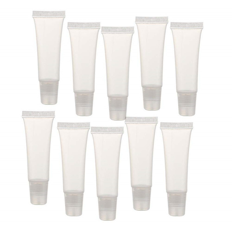 En stock manguera cosmética 5/10g de plástico brillante boca oblicua tapa de rosca brillo de labios tubo de bálsamo de labios al por mayor