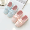 Comfortable footwear for pregnant, non-slip cotton slippers with bow platform, Korean style