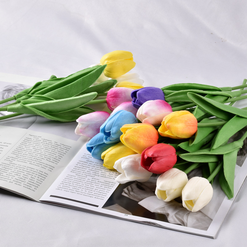 Mini PU Tulipán flor artificial ramo de la boda flor artificial decoración del hogar fotografía transfronteriza flor artificial al por mayor